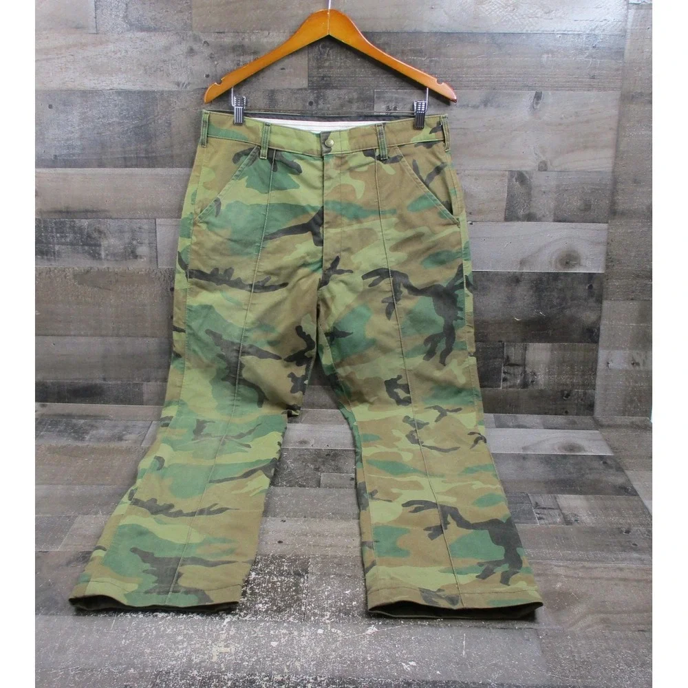 Cabelas Pants Mens 36 Green Woodland Camo Goretex Nylon Outdoor Hunting USA Made
